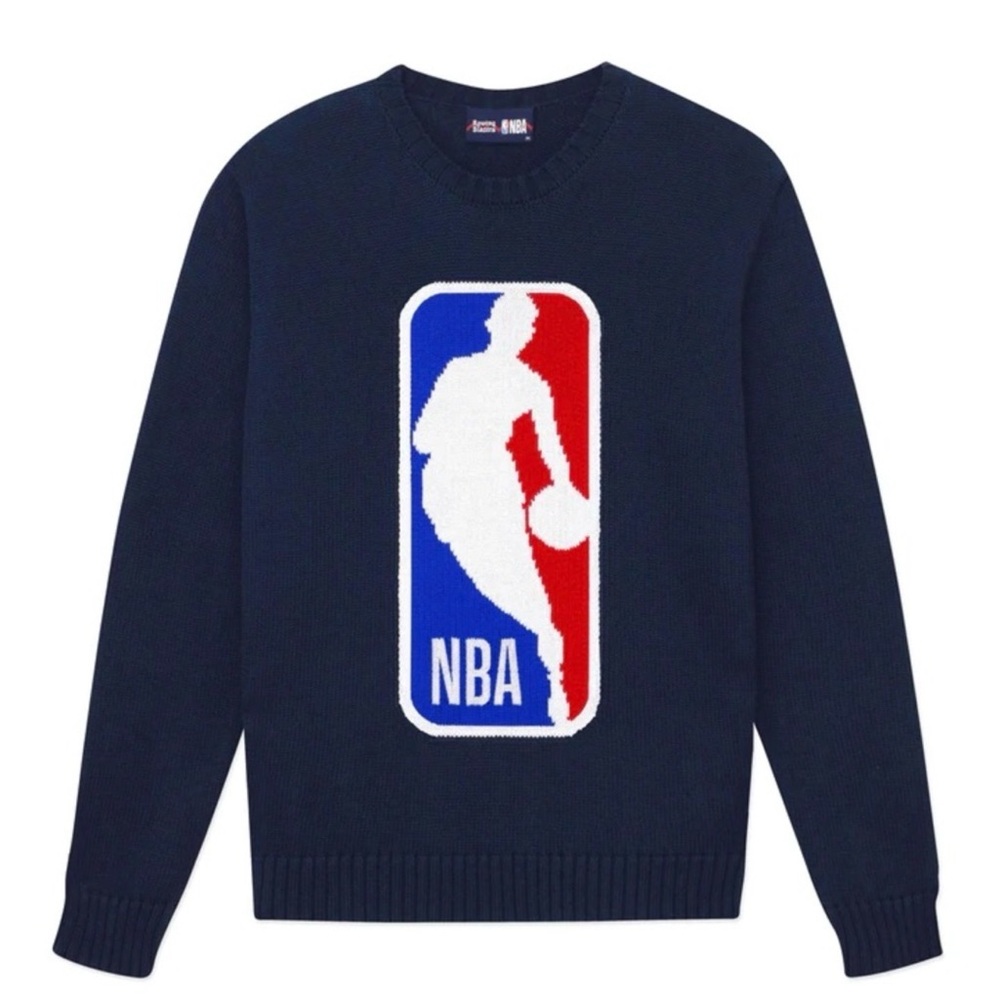 Rowing Blazers Navy Crewneck with Red, White & Blue NBA Logo